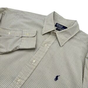 Polo‎ Ralph Lauren Men 16.5/34 Andrew Yellow Navy Plaid Button Down Shirt